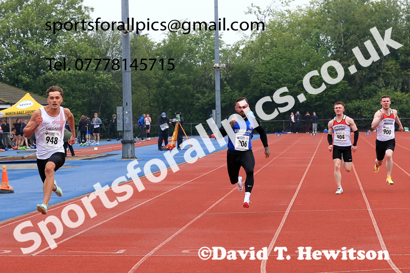 100 metres, 2026 North Eastern Track and Field Champs, Shildon, County Durham. Photo: David T. Hewitson/Sports for All Pics